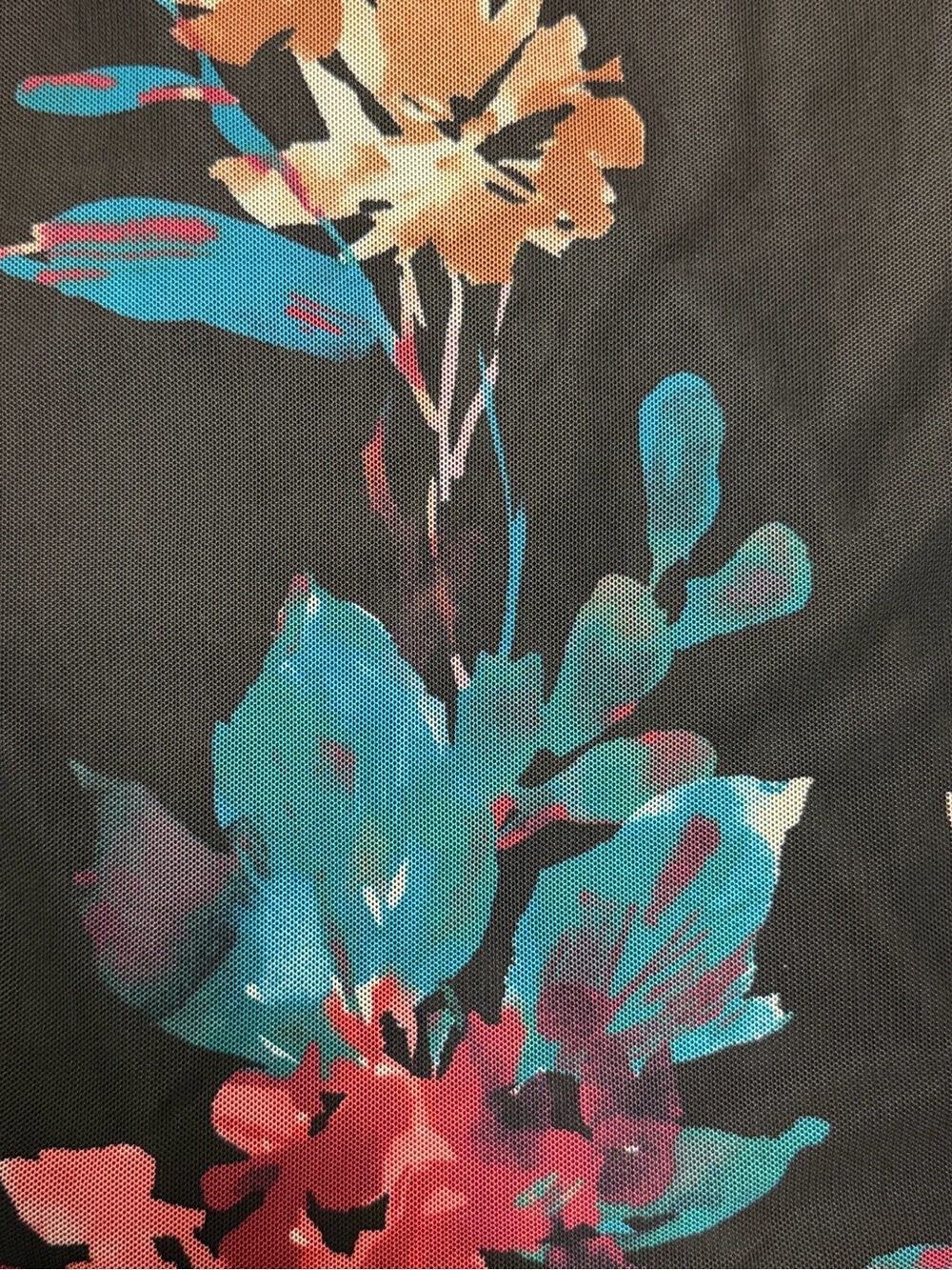 Chico's Mesh Overlay Watercolor Floral Tank Top 3 XL Mood Goth Whimsigoth - Picture 5 of 8